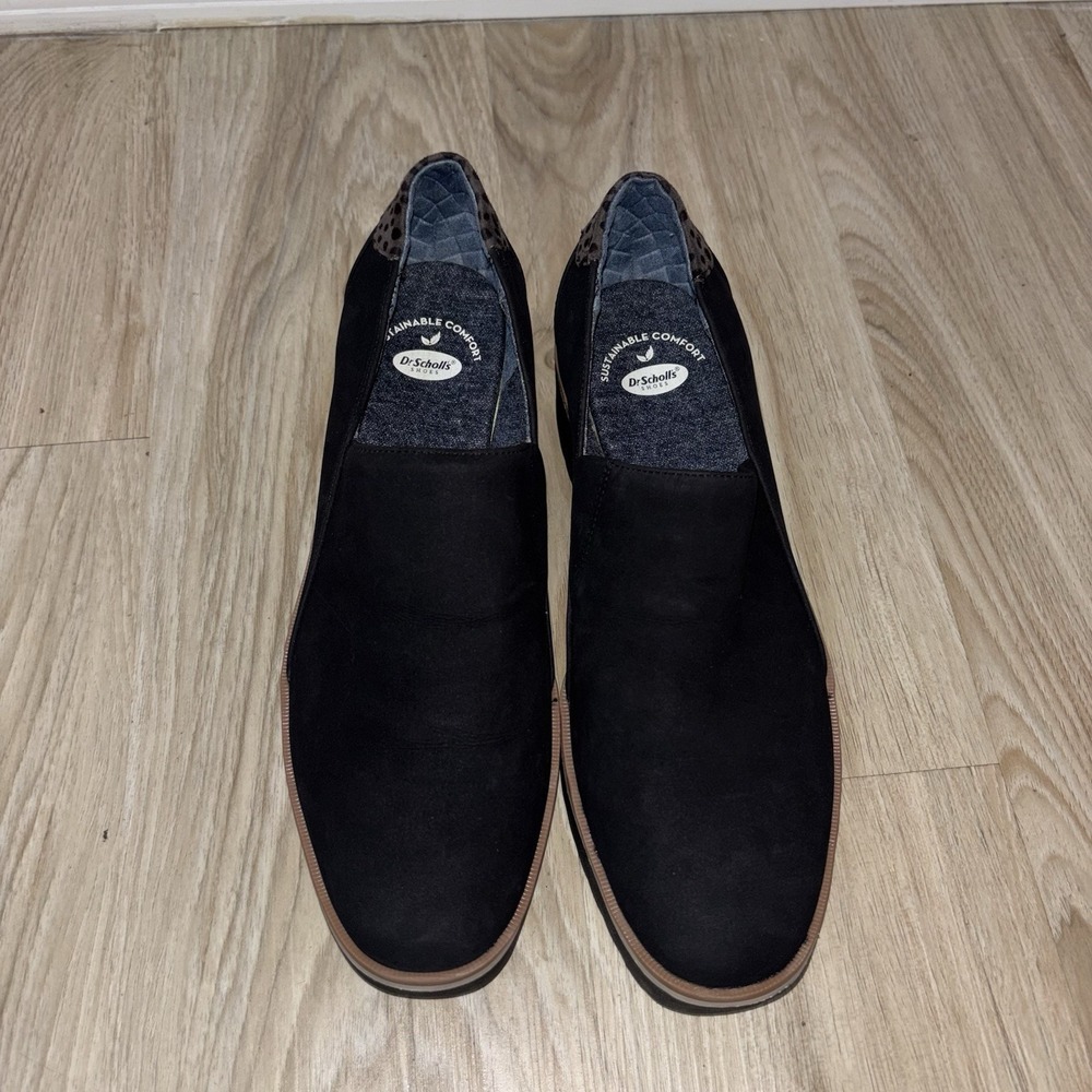 Dr. Scholl's Black Slip-On Women's Loafers with Brown Trim